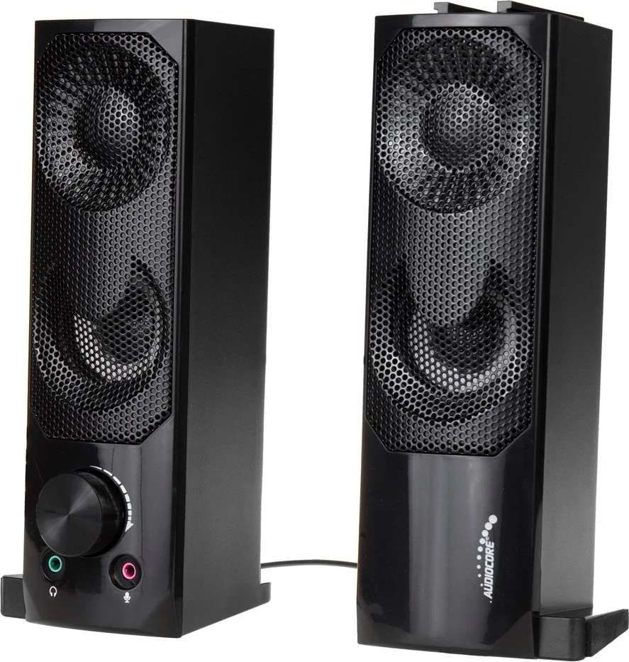 Kasë altoparlantë AUDIOCORE AC955 me RGB LED, 2x3W, USB, AUX 3.5mm, e zezë