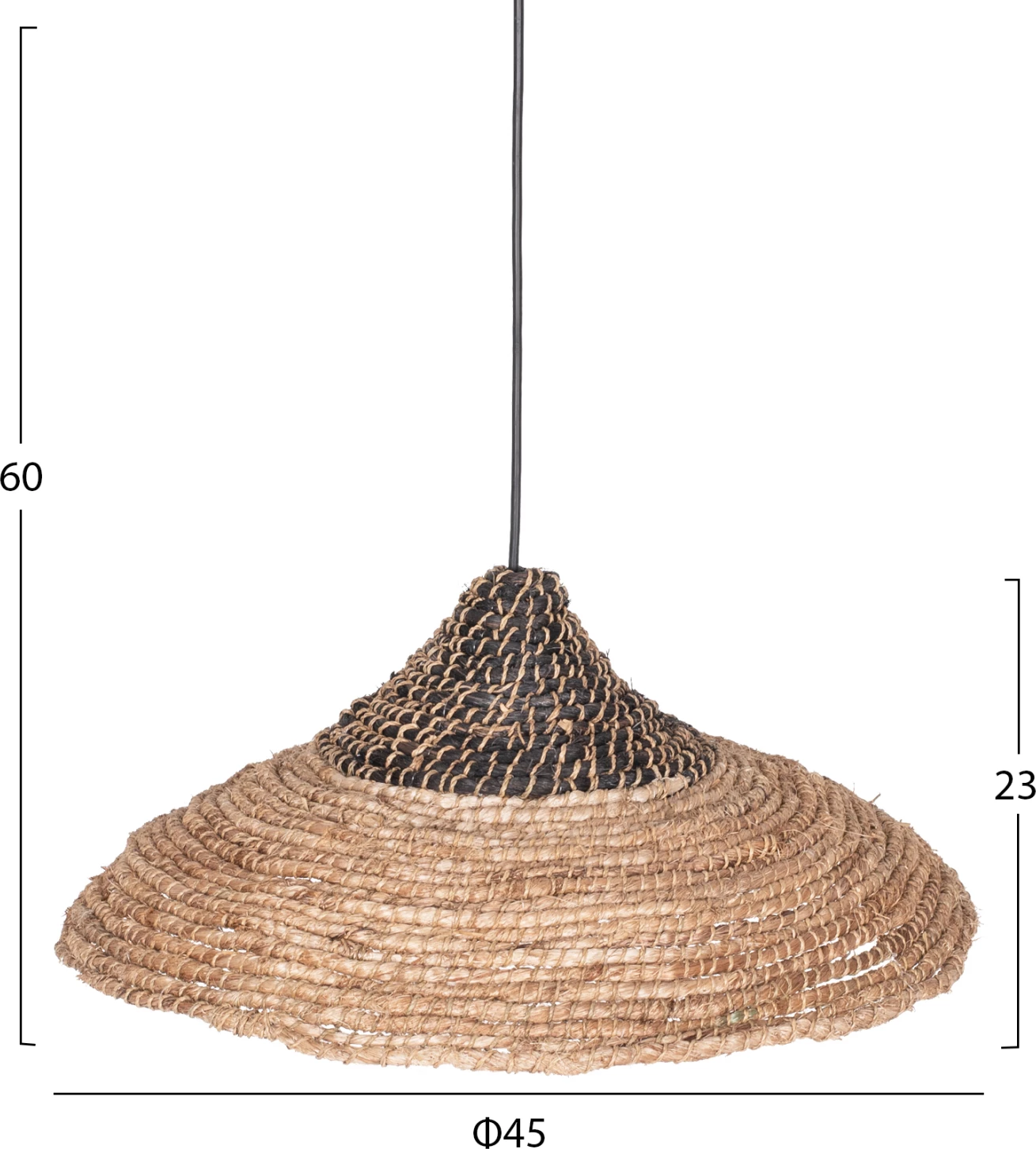 Llambë varëse tavani prej fibrash Manila, ngjyrë natyrale dhe e zezë, Φ45x23-60Hcm, FH7785