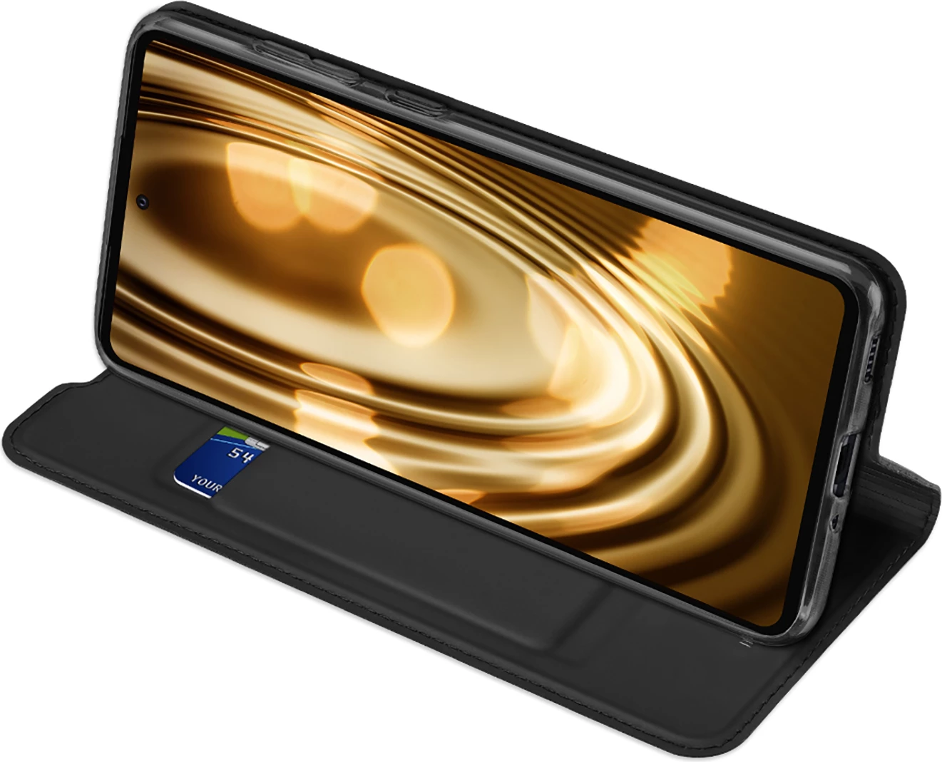 Mbështjellës Dux Ducis Skin Pro për Samsung Galaxy A73, me xhep kartelash, me qëndrim, i zi