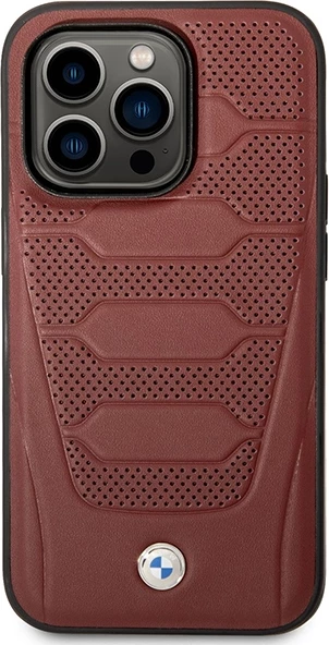 Mbështjellës BMW BMHMP14L22RPSR për iPhone 14 Pro 6.1", Leather Seats Pattern, MagSafe, Kuq e errët