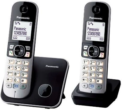Telefon fiks Panasonic KX-TG6812,e zezë, argjend