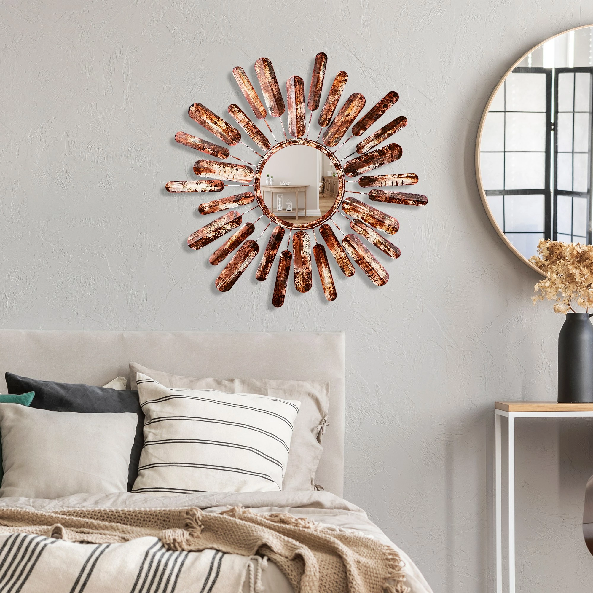 Pasqyrë dekorative, model dielli, shumëngjyrëshe, Mirror Sun 3, 75x75x4cm