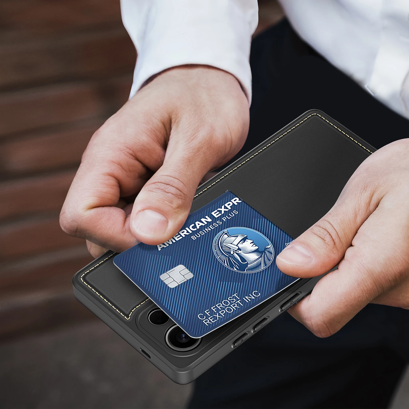 Mbështjellës Dux Ducis Rafi II për Samsung Galaxy S25 Ultra, me stand dhe xhepa për kartela, i zi