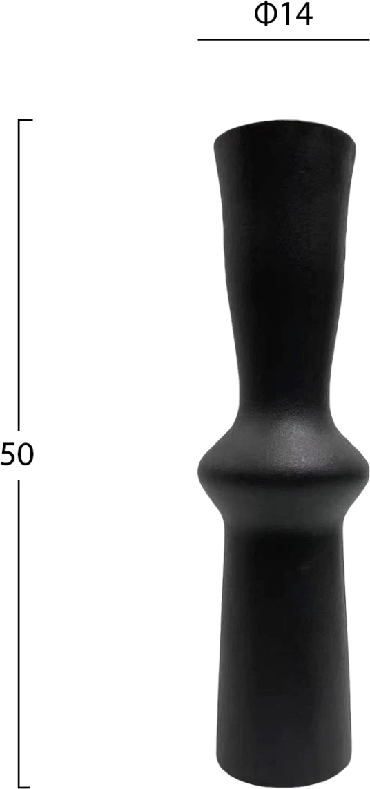 Dekor tavoline prej qeramike, ngjyrë e zezë mat, FH4637.02, Φ14x50H cm