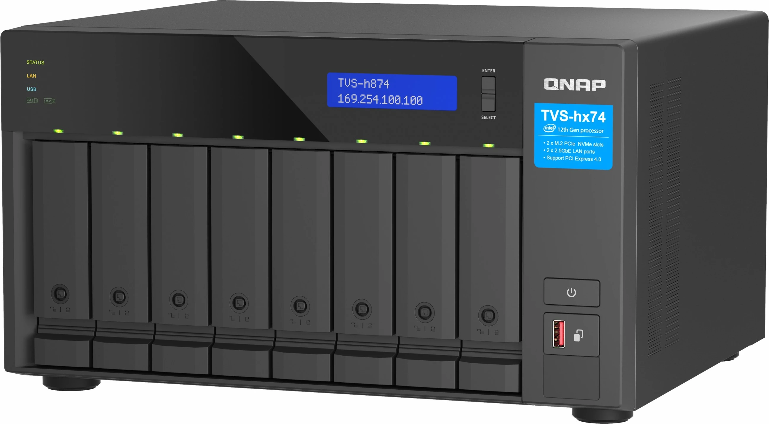 NAS QNAP TVS-H874-I5-32G, Intel Core i5-12400, 32GB RAM, 8-bay, e zezë