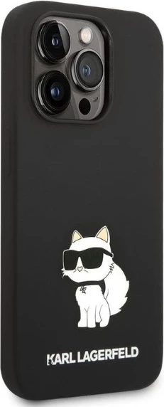 Mbështjellës silikon Karl Lagerfeld Choupette për iPhone 14 Pro Max, i zi