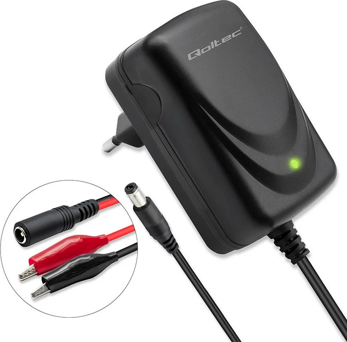 Karikues automatik baterie Qoltec 52424, 12V, 1.5A, LED, i zi