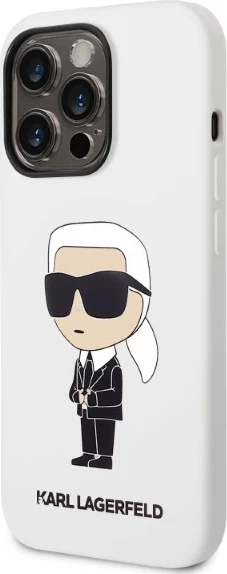 Mbështjellës Karl Lagerfeld Silicone Ikonik për iPhone 14 Pro Max, Bardhë