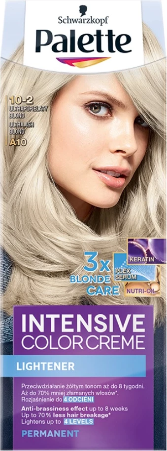 Ngjyrë për flokë Palette Intensive Color Creme Lightener 10-2 (A10) Ultrapopielaty Blond për femra