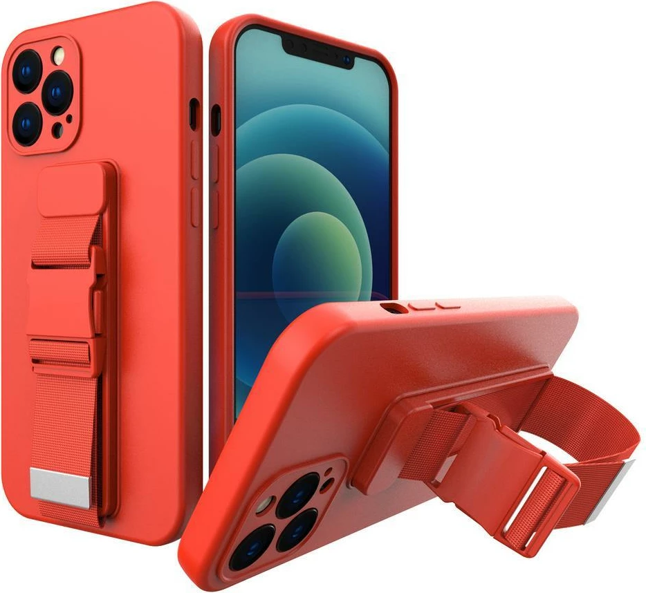 Mbështjellës silikoni me rrip Hurtel për Samsung Galaxy S22+, Kuqe