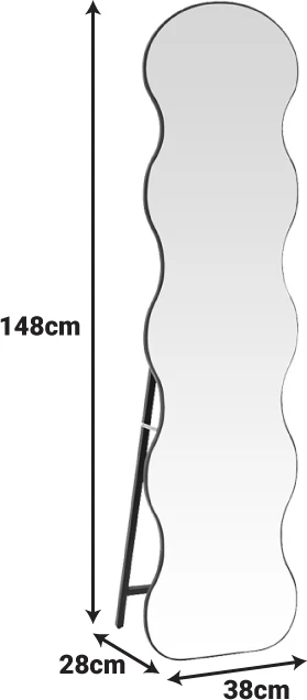 Pasqyrë dyshemeje Waven, ngjyrë e zezë, 38x28x148cm