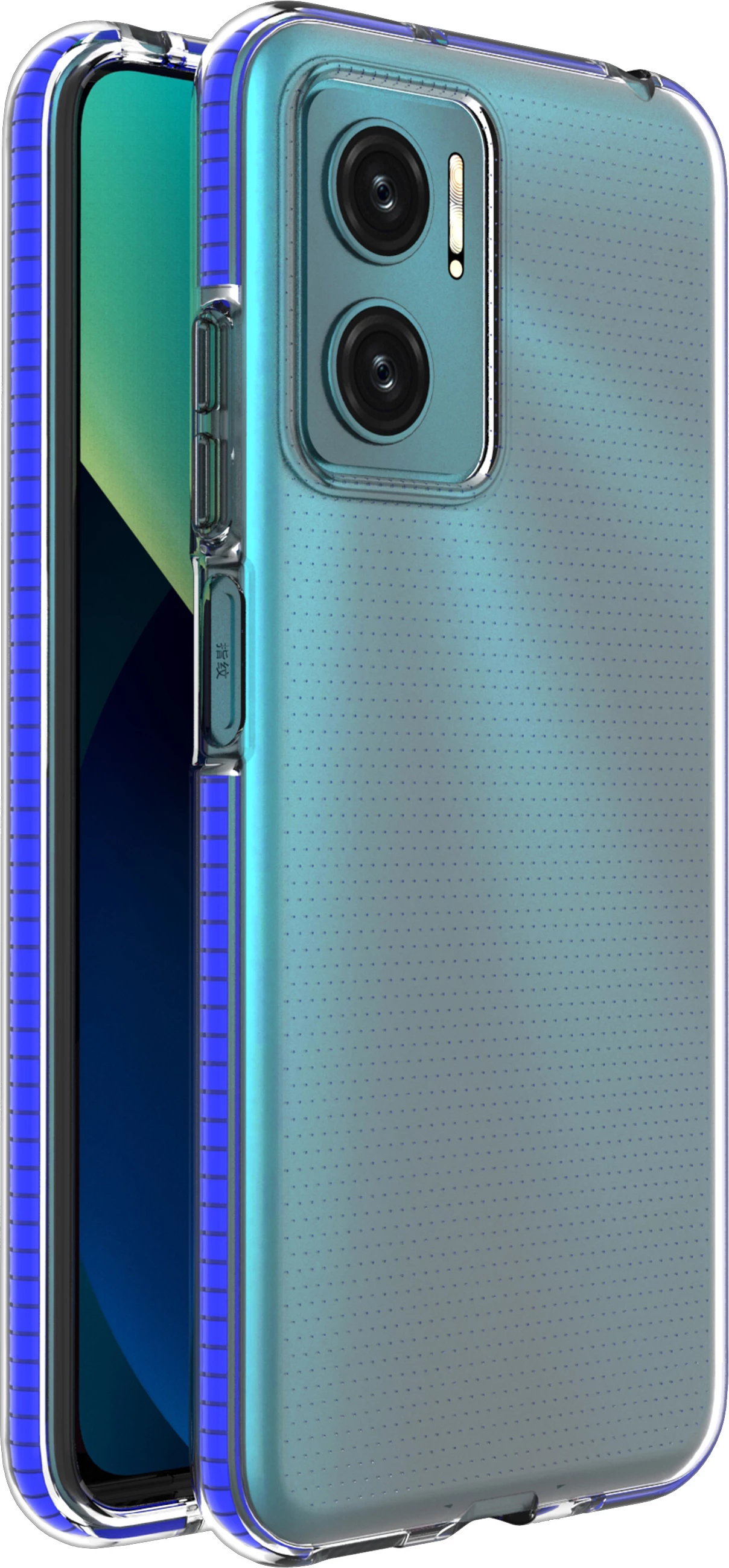 Mbështjellës Hurtel Spring Case për Xiaomi Redmi 10, TPU, kornizë kaltër, transparent