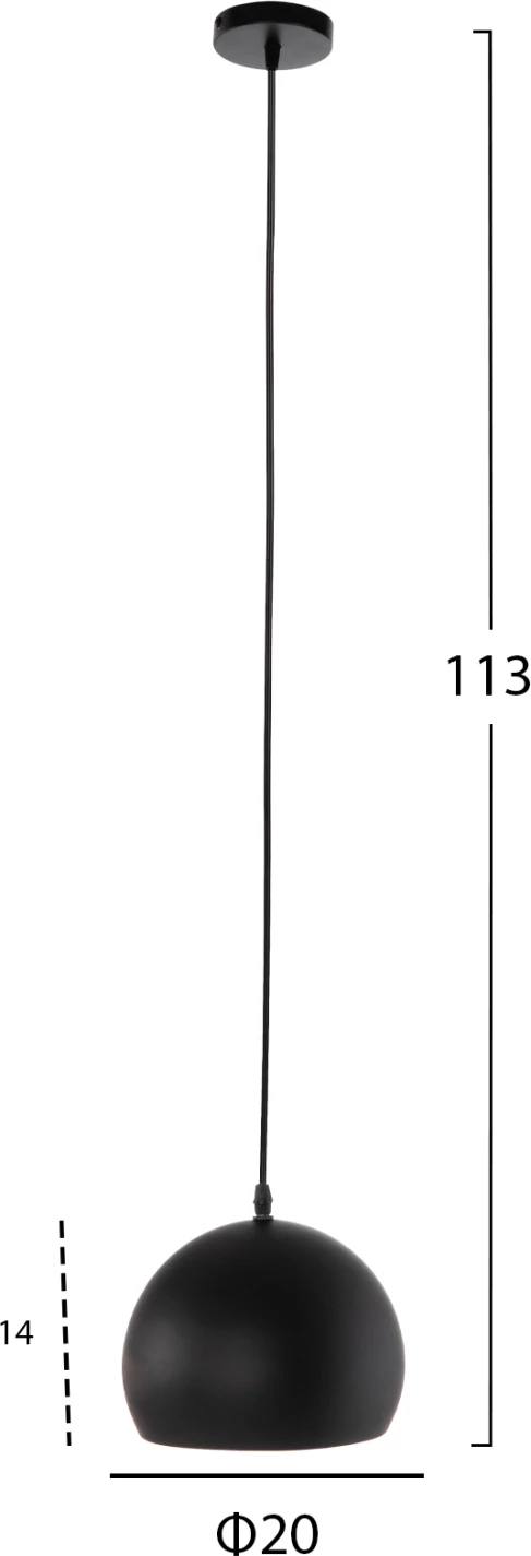 Llambë varëse tavani, alumini sferik, FH4154, Φ20x113H cm, e zezë