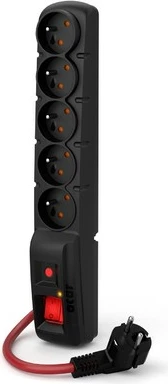 Prizë elektrike Acar F5 Power, 5 dalje, 3m, 16A, e zezë