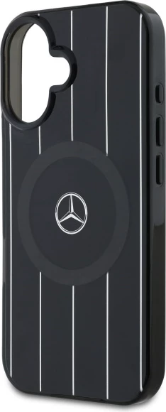 Mbështjellës Mercedes MB Double Layer Crossed Lines MagSafe për iPhone 16, zi