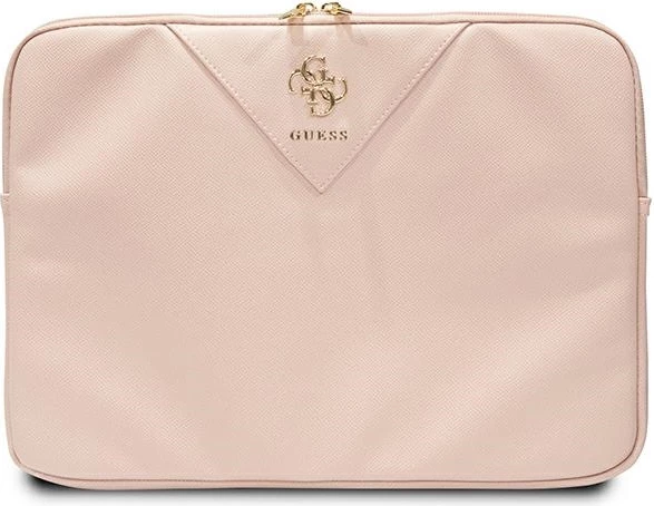 Mbështjellës laptopi Guess ZIP Leather Triangle, 14 inç, Rozë