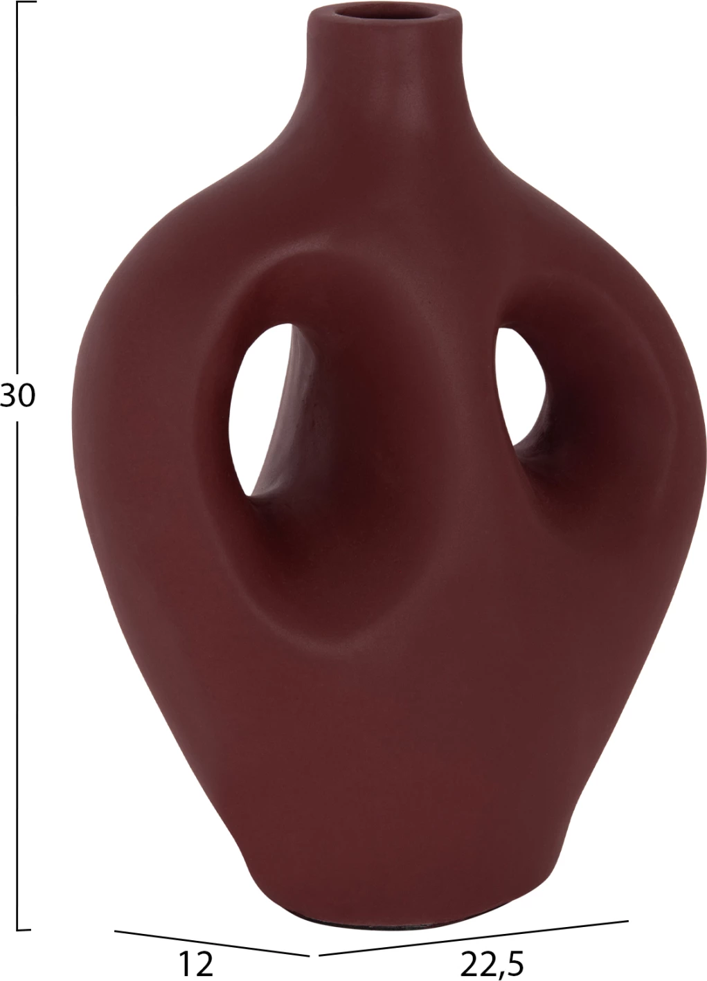 Vazo dekorative tavoline FLIKER, terrakotë, ngjyrë e kuqe e errët, FH4666.03L, 22.5x12x30cm