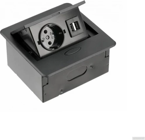 Prizë e integruar GTV AVARO AE-PB1SAVA-20, 1x230V + 2xUSB-A, kabllo 1.5m, e zezë