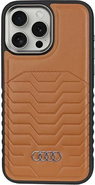 Mbështjellës Audi Synthetic Leather me MagSafe për iPhone 14 Pro, Kafe