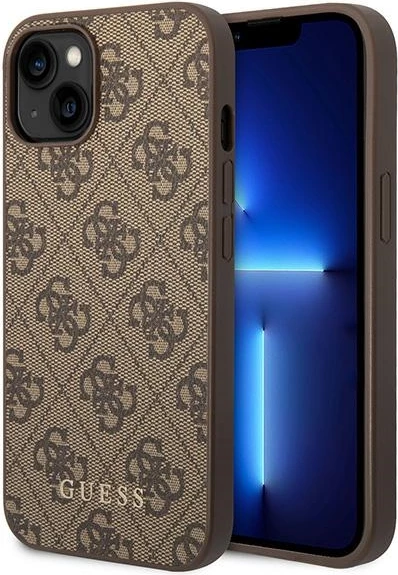 Mbështjellës Guess GUHCP15MG4GFBR për iPhone 15 Plus 6.7", hardcase, 4G Metal Gold Logo, kafe