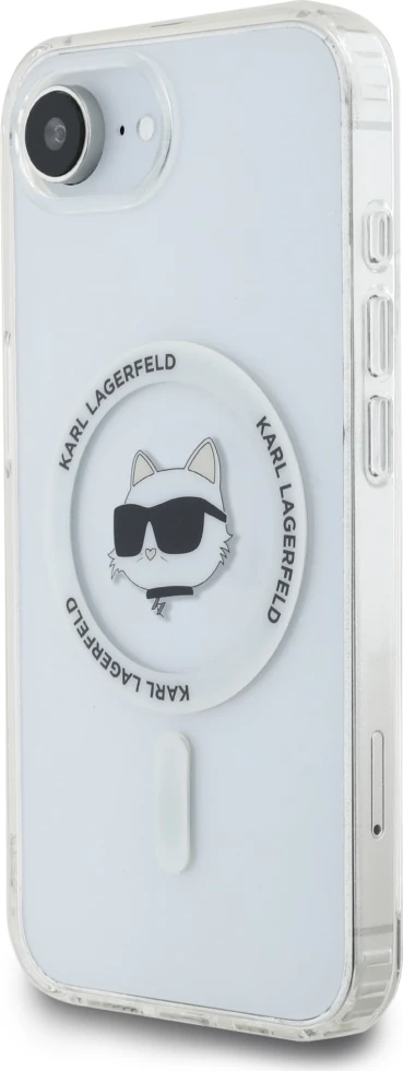Mbështjellës Karl Lagerfeld IML Metal Choupette Head MagSafe për iPhone 16e, Bardhë