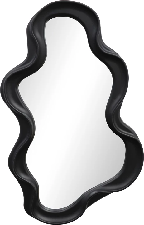 Pasqyrë asimetrike Liquid, kornizë e zezë, 26x2.7x39cm