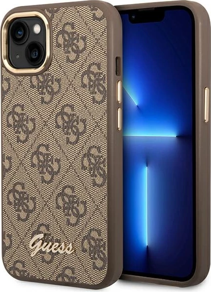 Mbështjellës Guess GUHCP14MHG4SHW për iPhone 14 Plus 6.7", 4G Vintage Gold Logo, Kafe