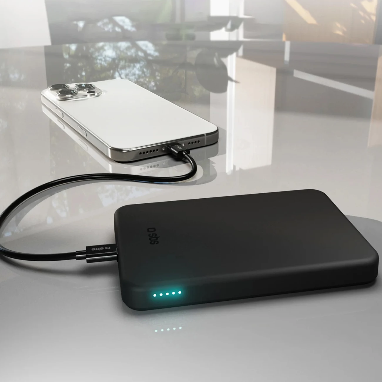 Powerbank SBS Mag Power Qi2 5000 mAh, MagSafe, USB-C, e zezë
