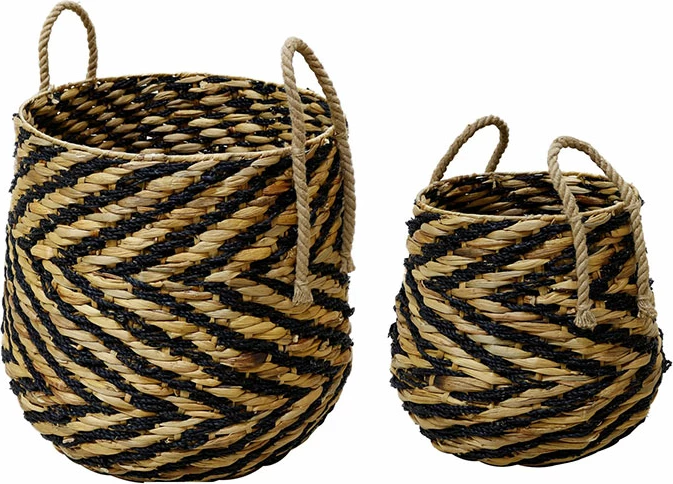 Set shporta SPICA, 2 copë, hiacint natyral, hekur i zi, 55x55x64cm