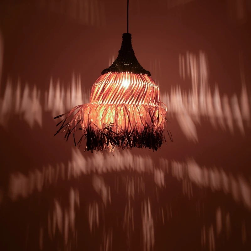 Llambë tavani Kentel Inart sisal, ngjyrë natyrale e zezë, D35x50cm