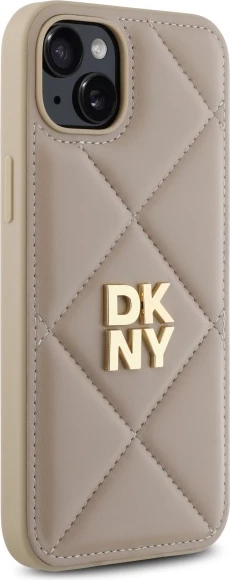 Mbështjellës DKNY Quilted Stack Logo për iPhone 15 Plus, Bezhe