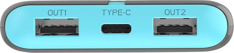 Powerbank Tracer EnerGo TRABAT47514 10000mAh 37Wh 3x dalje (1x USB-C, 2x USB-A) 5V/2A me kabllo USB-C në USB-C, gri/blu