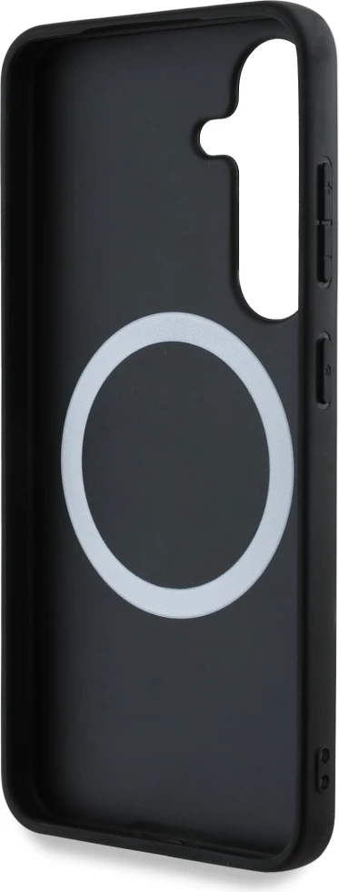 Mbështjellës BMW Leather Oversized Stripes MagSafe për Samsung Galaxy S25, i zi