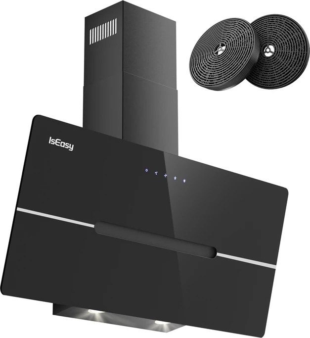 Aspirator kuzhine IsEasy TV5290D4-CC-I2, me panel të zi, 524 m³/h