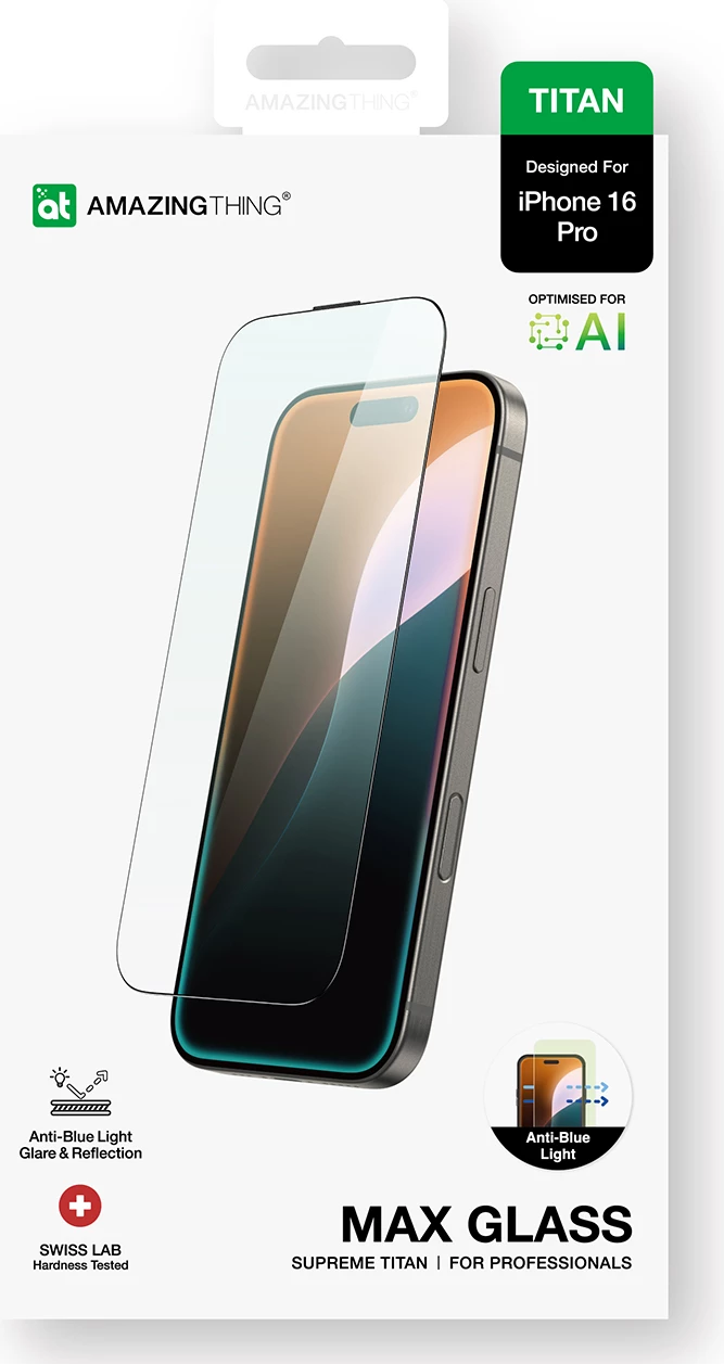 Xham i temperuar AmazingThing Titan Max për iPhone 16 Pro, transparent