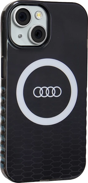 Mbështjellës Audi IML Big Logo MagSafe për iPhone 15/14/13, i zi