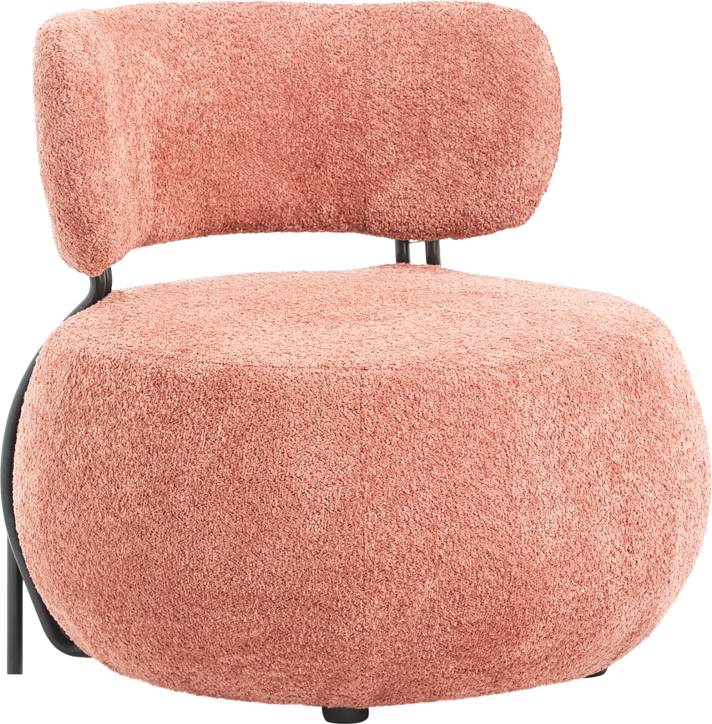 Karrige për sallon, e rrumbullakët, KARSEN, FH9598.02, pëlhurë boucle rozë, 79x78.5x76H cm