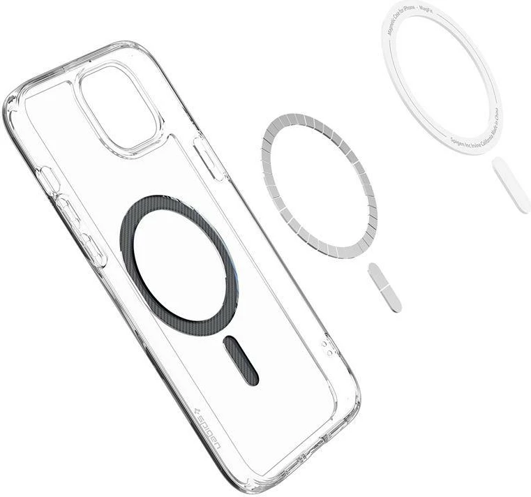 Mbështjellës Spigen Ultra Hybrid MagSafe për iPhone 15 Plus, Transparent/Gri (carbon)