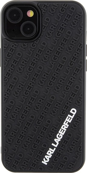 Mbështjellës Karl Lagerfeld 3D Rubber Multi Logo për iPhone 15 Plus, i zi