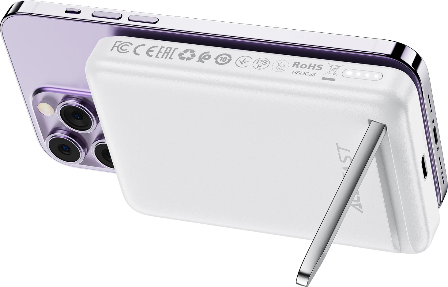 Powerbank Acefast M6, 10000mAh, 20W, karikim wireless, me kabllo, e bardhë