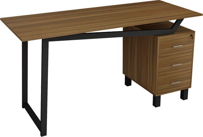 Tavolinë zyre me sirtarë, ngjyrë arre e zezë, Prosper, 140x60x76cm