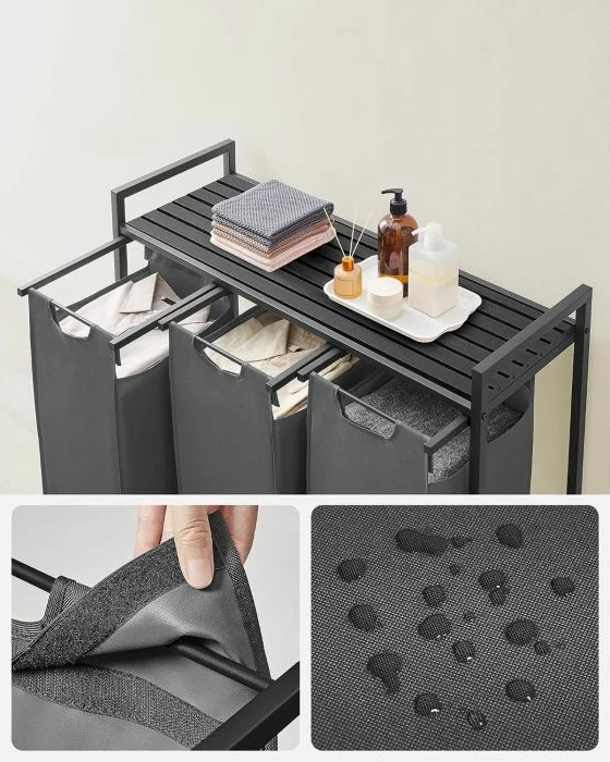 kosh rrobash VASAGLE BLH301G01, 3 ndarje, 114 L, me raft, 92.5 x 33 x 72 cm, e zezë