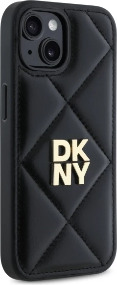 Mbështjellës DKNY Quilted Stack Logo për iPhone 15, i zi