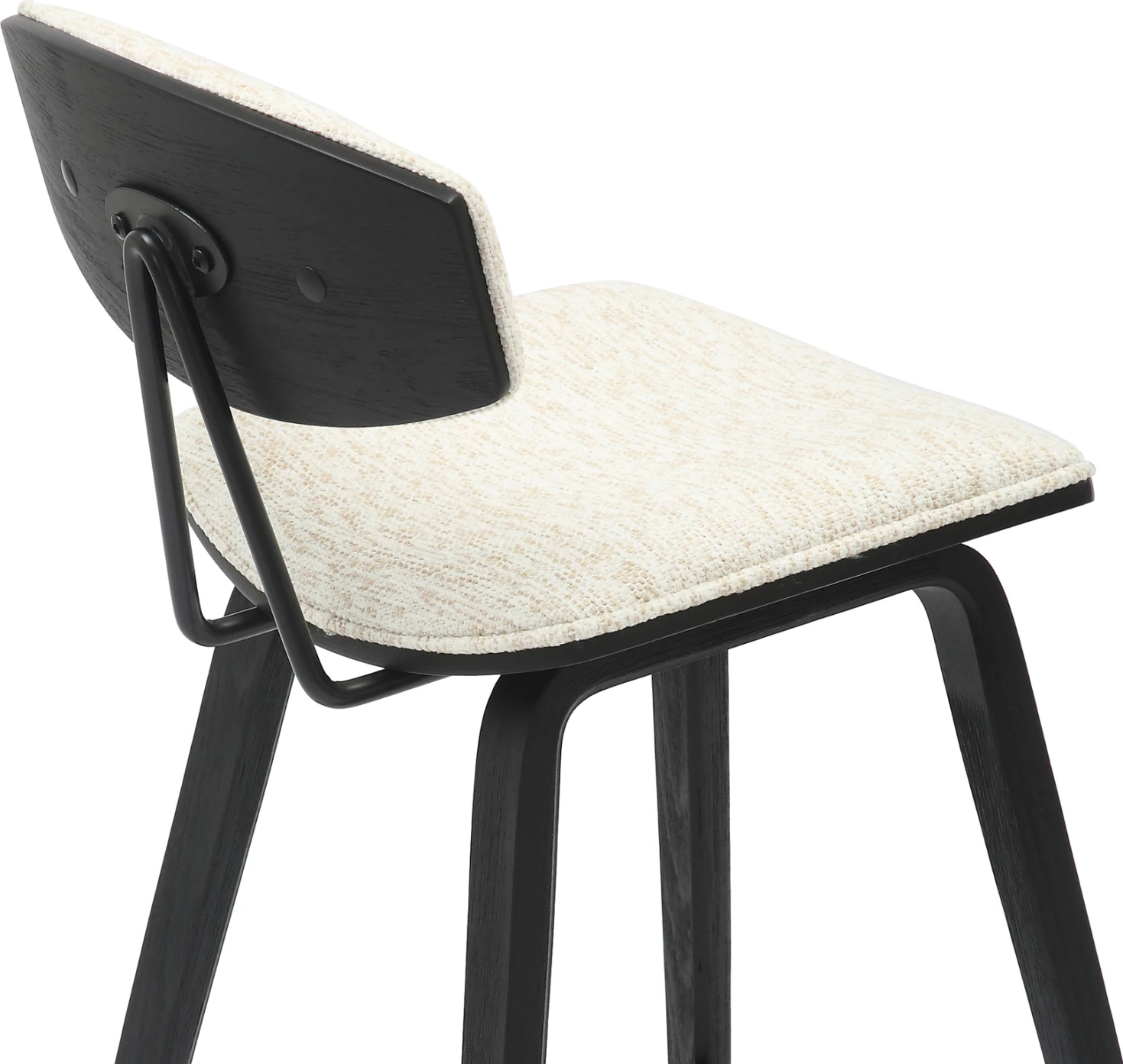 Karrige për bar, lartësi mesatare, INOVER FH9984.02, metal & dru, pëlhurë ecru, 50,5x49x90H cm, set prej 2 copë