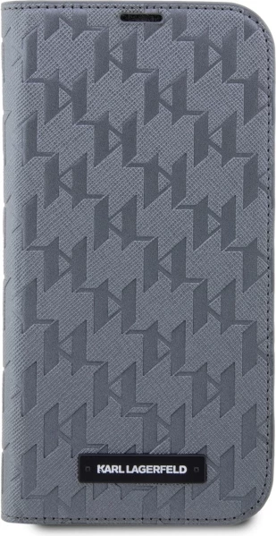 Mbështjellës Karl Lagerfeld Saffiano Monogram për iPhone 14 6.1", argjendtë