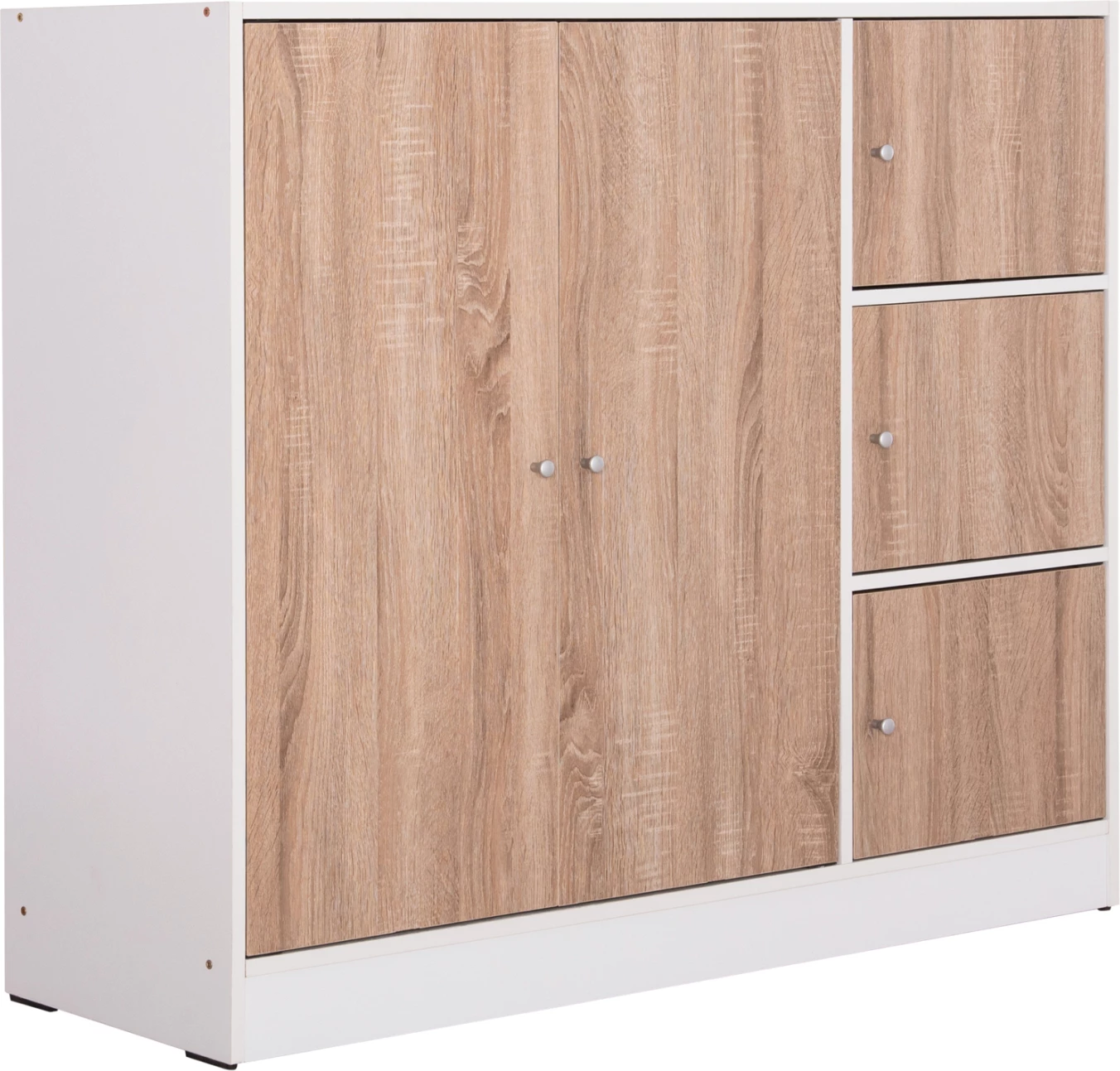 Kabinet me 4 hapësira ruajtjeje, ngjyrë lisi Sonama dhe melaminë e bardhë, FH2480.01, 117x39.5x99.5 cm