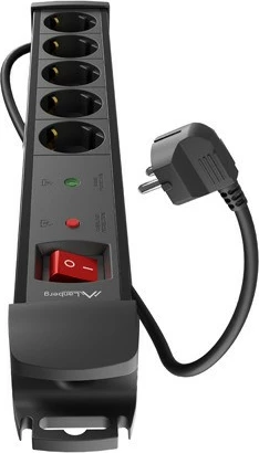 Prizë me mbrojtje Lanberg SP1-05F-0500-BK, 5 dalje, 5m, e zezë