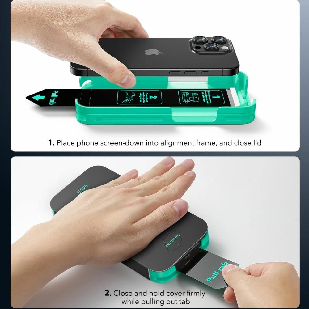 Mbështjellës xhami ESR Armorite për iPhone 16 Pro Max, me kornizë të zezë