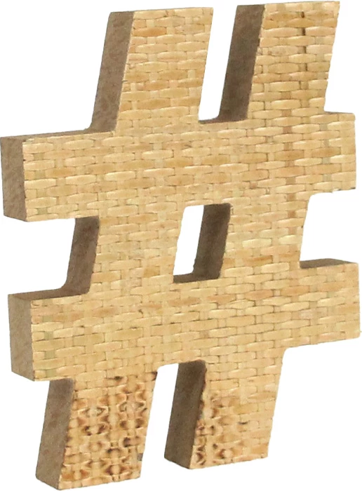Dekor Kamira, simbol #, MDF dhe ratan natyral, 16x3x20 cm
