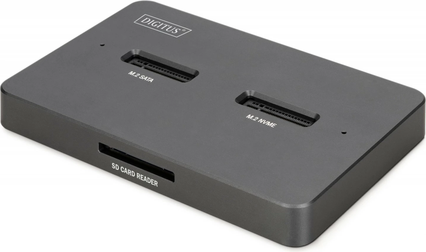 Dok USB-C 3.2 Gen2, Digitus DA-71546-1, për M.2 NVMe & SATA (2 slote, deri 2x 4 TB) me lexues SD-Express 7.1 (deri 2 TB), e zezë